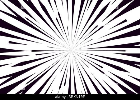 Comic book speed black lines background. Radial design for comic books and manga. Anime explosion effect. Anime art frame Stock Vector