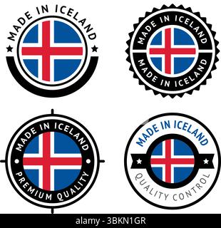 National flag of the Iceland, set flat vector icon Stock Vector