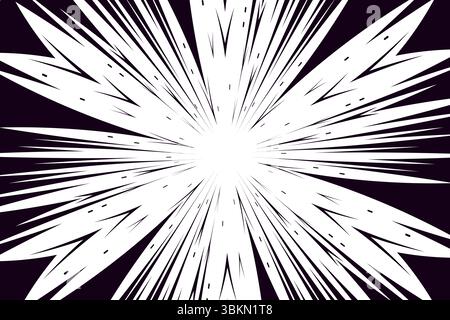Comic book speed black lines background. Radial design for comic books and manga. Anime explosion effect. Anime art frame Stock Vector