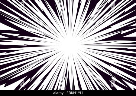Comic book speed black lines background. Radial design for comic books and manga. Anime explosion effect. Anime art frame Stock Vector