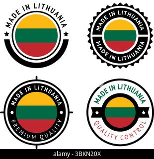 National flag of the Lithuania, set flat icons Stock Vector