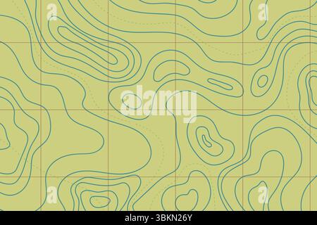 Topographic map with mountain relief, contur abstract wavy lines, top view land Stock Vector
