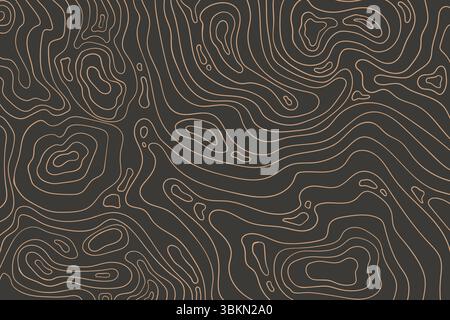 Topographic map with mountain relief, contur abstract wavy lines, top view land Stock Vector