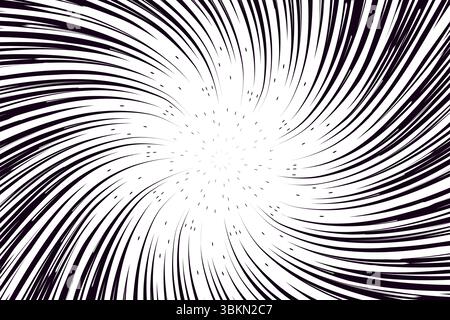 Comic book speed black lines background. Radial design for comic books and manga. Anime explosion effect. Anime art frame Stock Vector