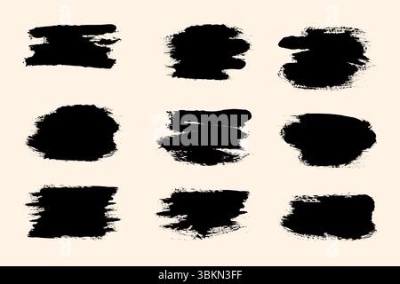 Hand drawn grunge ink brush strokes and lines, creative brush lines with rough edges. Abstract freehand doodle line borders. Black splashes Stock Vector