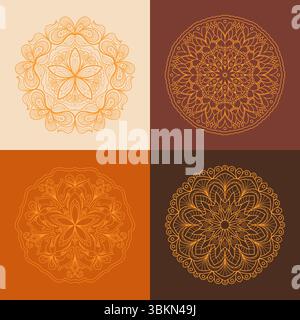 Creative colorful mandala, simple outline design perfect for relaxing coloring book, stickers, patterns, yoga, planners, calendars. Bohemian mandala Stock Vector