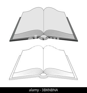 Open Book Vector Illustration. This vector illustration showcases two versions of an open book viewed from the front. Stock Vector
