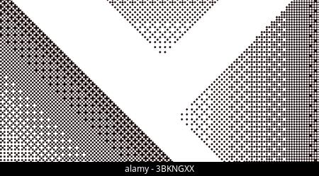 Pixel halftone background. 8 bit pattern bitmap dither effect. Black and white graphic gradient in retro 90s style. Monochrome gradation overlay with Stock Vector