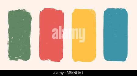 Linocut texture kids bricks. Ink roller callouts background. Grunge letterpress rectangle. Dry brayer stroke isolated on beige background. Painted rel Stock Vector