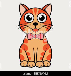A Cute Colorful Cartoon Cat happy vector illustration white Background Stock Vector