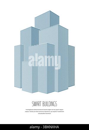 Smart city vector icon, design concept over white background Stock Vector