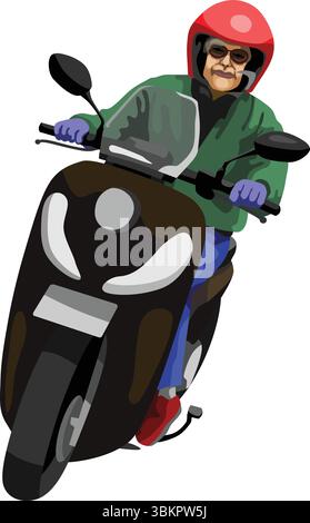 Motorbike Taxi Driver Occupation People Action Stock Vector