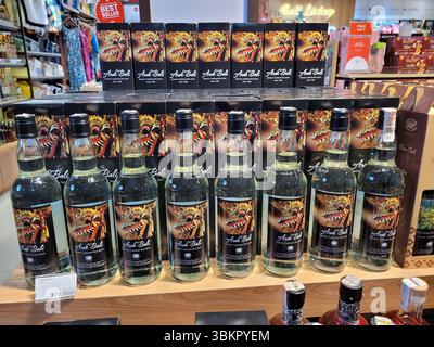 Arak Bali bottles for sale at Denpasar airport duty-free shop, Raja Ampat, Indonesia Stock Photo