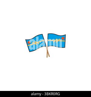 Two crossed flags. Official symbol icon. State emblem Vector. Public banner sign. Stock Vector
