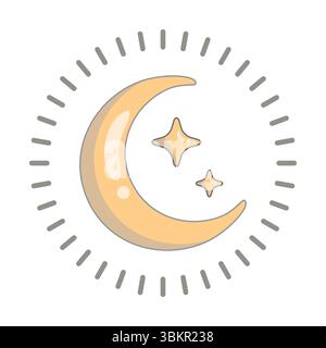 Vector Star and Moon cartoon style Stock Vector