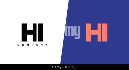 Trendy letter H and I, HI logo design template. Minimal monogram initial based logotype for company identity. Stock Vector