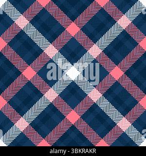 Vibrant pink and navy plaid pattern.  Stylish textile design ideal for fashion, home decor, or website backgrounds. Stock Vector