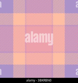 Pastel plaid seamless pattern. Soft, checkered textile design in pink, peach, and purple. Ideal for backgrounds, apparel, or creative projects. Stock Vector