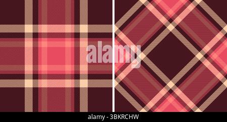 Stylish pink and brown plaid patterns, perfect for textile design, fashion, and web backgrounds.  These versatile designs offer a classic yet modern a Stock Vector