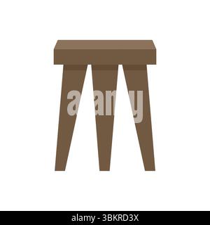 Simple wooden stool with triangular legs displayed on a white background Stock Vector