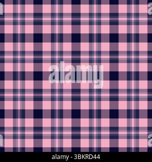 Elegant plaid pattern in pink navy. Seamless tartan design is perfect for backgrounds, textiles, apparel graphic projects needing a classic touch. Stock Vector
