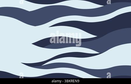 Abstract flowing wave pattern in cool blues and light blue.  Perfect for backgrounds, website design, or textile prints. Evokes serenity, movement, an Stock Vector