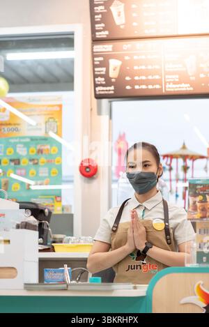 Bangkok, Thailand - November 23, 2021 : Unidentified supermarket or hypermarket is a popular destination for shopping a food and relaxing family. Stock Photo