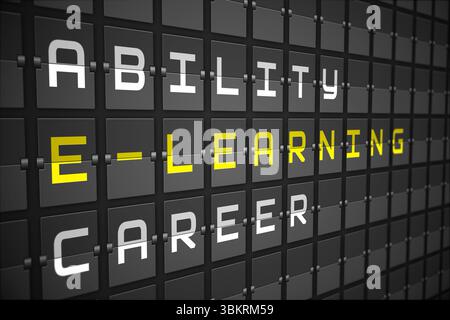 Elearning buzzwords on black mechanical board Stock Photo