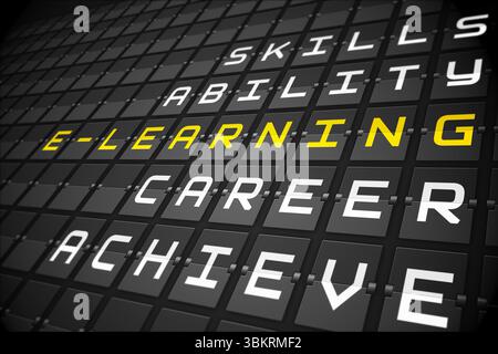 Elearning buzzwords on black mechanical board Stock Photo
