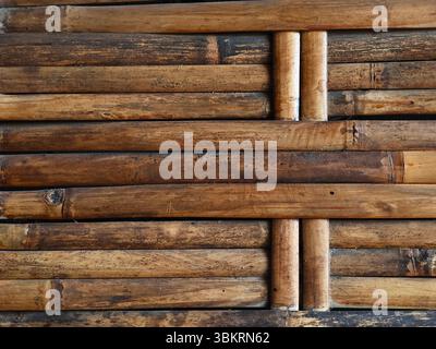 Details of bamboo weaving which is usually used as a room divider in traditional houses Stock Photo