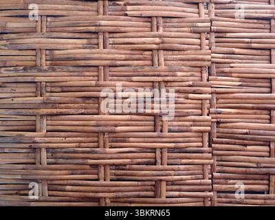 Handmade bamboo weaving which is usually used as a dividing wall or ceiling in traditional houses Stock Photo
