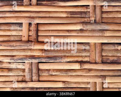 Handmade bamboo weaving commonly used as partition walls Stock Photo
