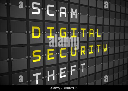 Digital security buzzwords on black mechanical board Stock Photo