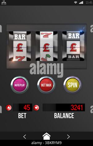 Casino slot machine on mobile display Stock Photo