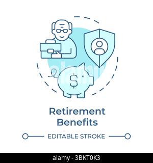 Retirement benefits soft blue concept icon Stock Vector