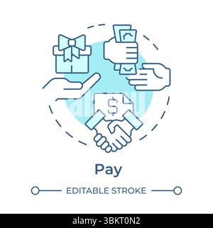 Pay soft blue concept icon Stock Vector