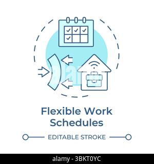 Flexible work schedules soft blue concept icon Stock Vector