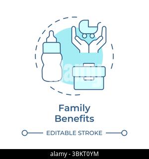 Family benefits soft blue concept icon Stock Vector
