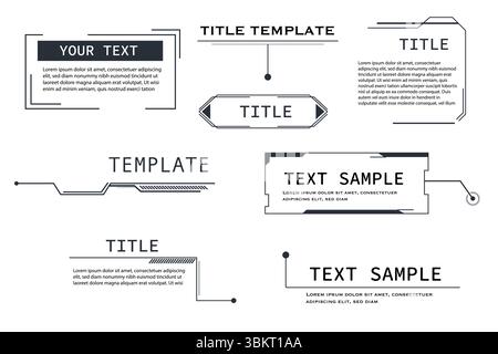 UI template with callouts, title boxes, infographic labels, and futuristic HUD layout. Suitable for business presentations, video overlays, or tech design. Vector illustration Stock Vector