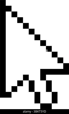 Pixel click cursor icon set, different computer cursors, hand click, hourglass, magnifier, zoom in and out, moving, waiting, working, press symbol Stock Vector