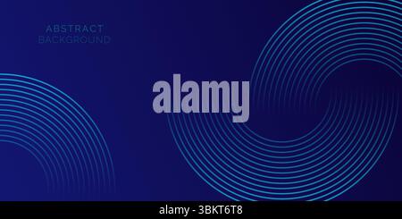 Abstract dark blue wave curve shape soft gradient vector background. Banners with a flowing background. line circles, relaxing and tranquil art. Stock Vector