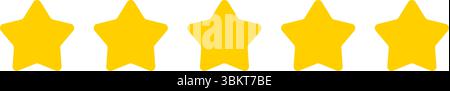 Five star rating. Feedback rating star icon, customer product review feedback icon set, 5 star rating sign, client feedback star gold. Stock Vector