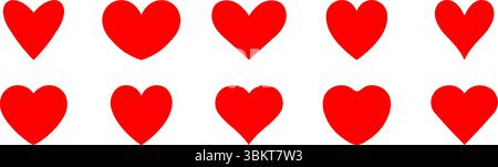 Heart icons set vector, doodle heart shape, heart love signs in hand-drawn style. Heart love illustration isolated icons, romance symbol Stock Vector