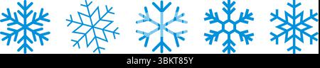 Snowflakes, thin line snowflakes simple icon pack, winter snowflakes template, Blue snowflake icon set, snowflakes vector illustration. Stock Vector