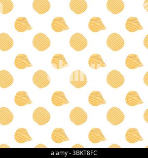 Snacks seamless pattern. Junk food background with chips Stock Vector
