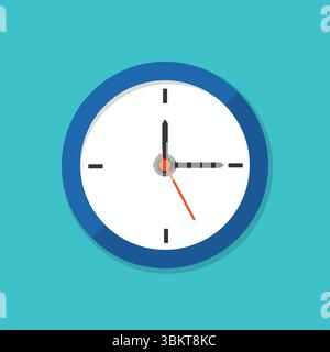 Wall clock icon vector, clock face design in flat style, watch sign, timer isolated symbol, office watch clipart, business icon for web, and app Stock Vector