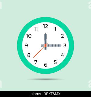 Wall clock icon vector, clock face design in flat style, watch sign, timer isolated symbol, office watch clipart, business icon for web, and app Stock Vector