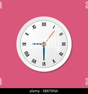 Wall clock icon vector, clock face design in flat style, watch sign, timer isolated symbol, office watch clipart, business icon for web, and app Stock Vector