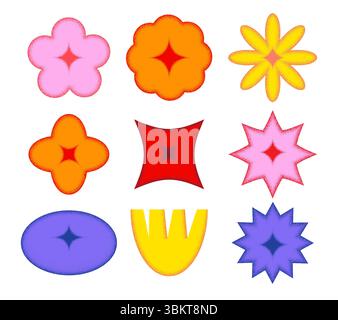 Flower geometric icon with grainy texture Stock Vector