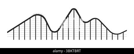 Thrilling roller coaster ride 2D line object Stock Vector